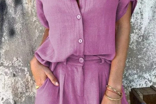 Melda - Breezy Buttoned Set
