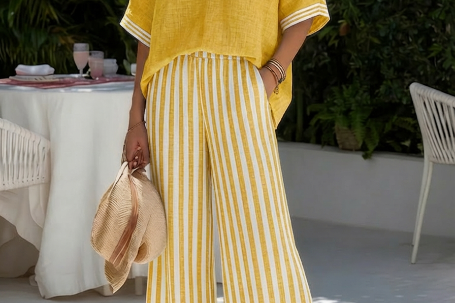 Amélia | Striped Linen Set