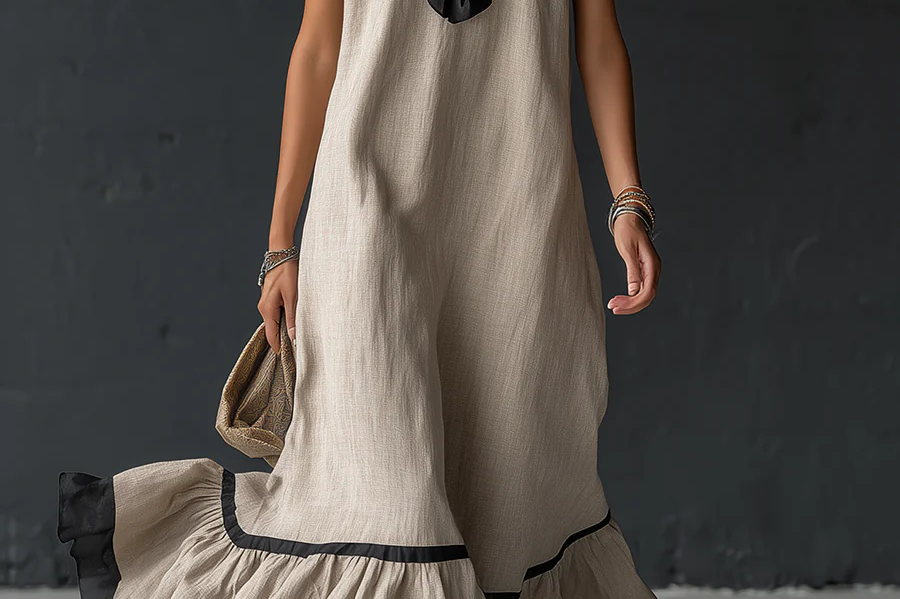 Nathalie | long dress with ruffles