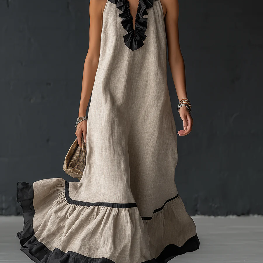 Nathalie | long dress with ruffles
