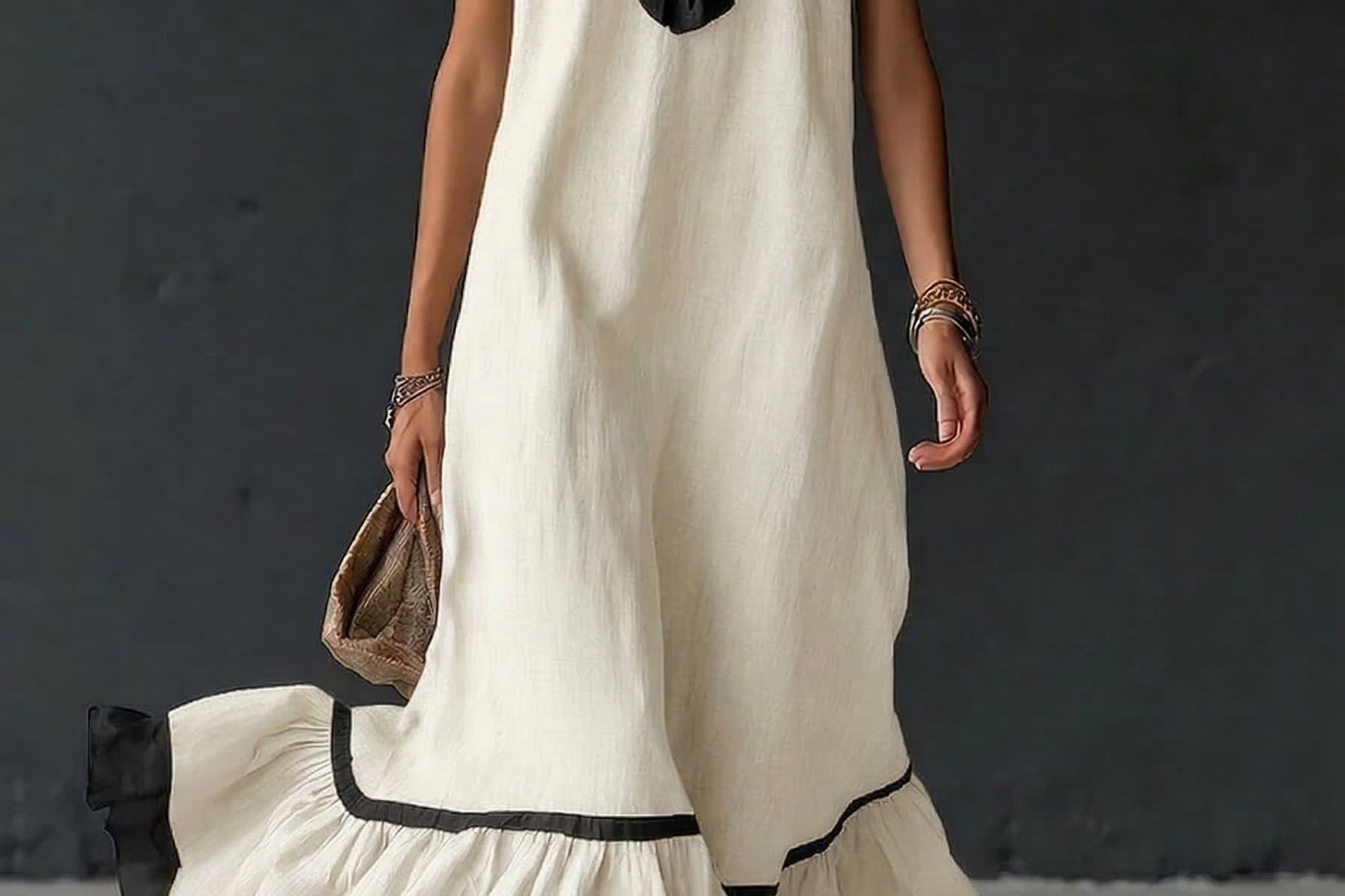 Nathalie | long dress with ruffles