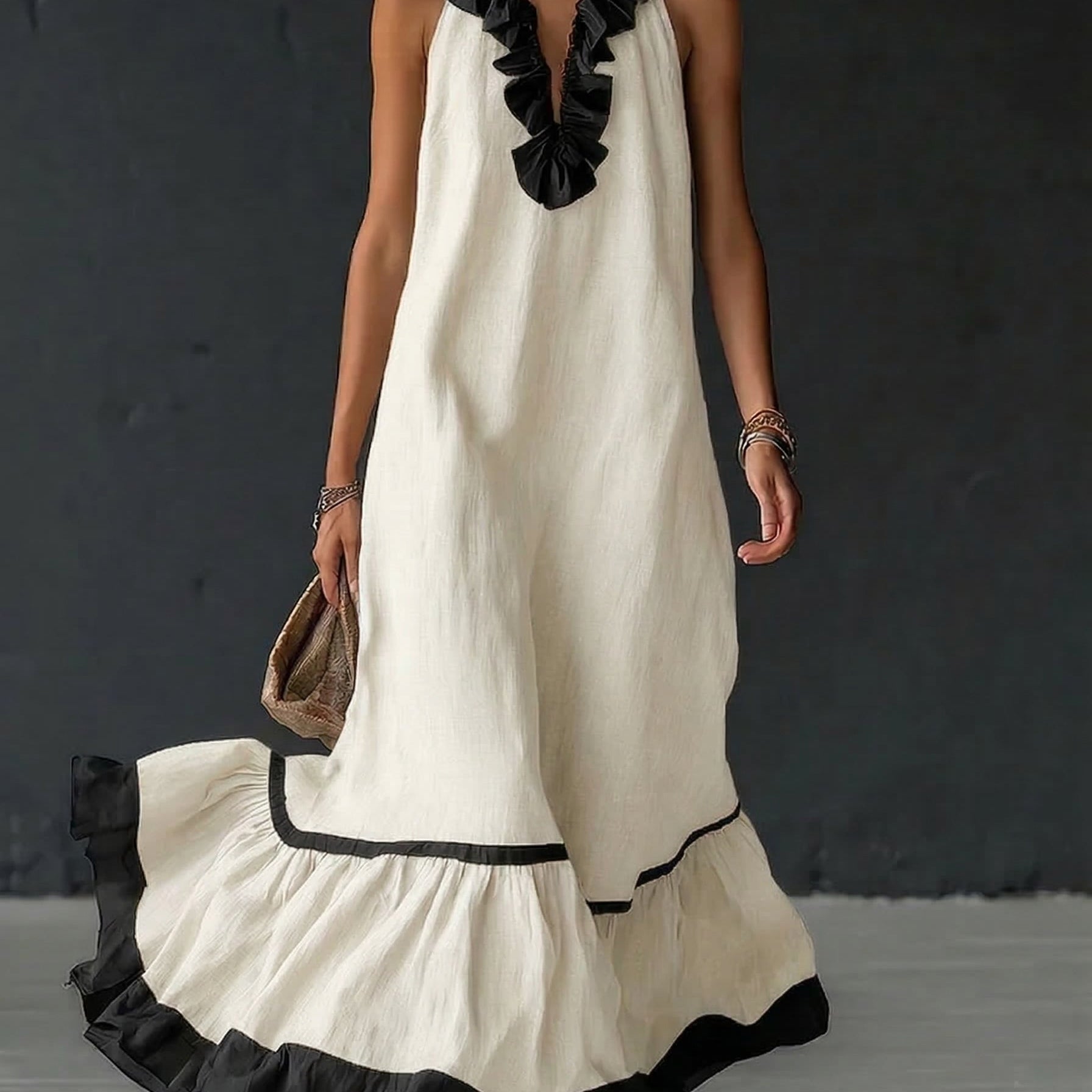 Nathalie | long dress with ruffles