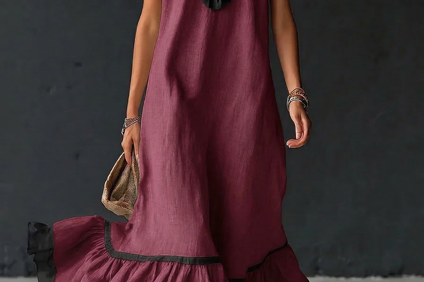 Nathalie | long dress with ruffles