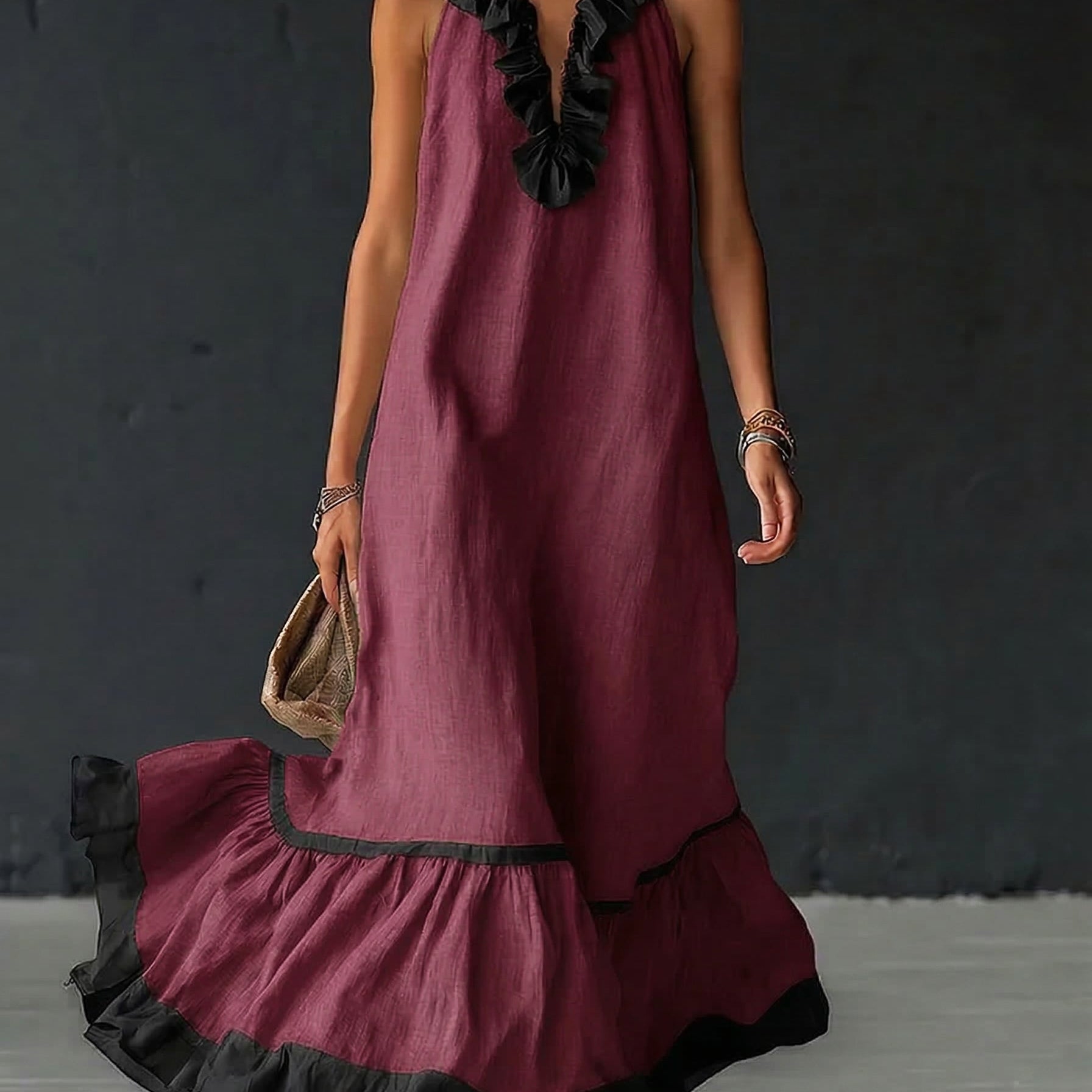 Nathalie | long dress with ruffles
