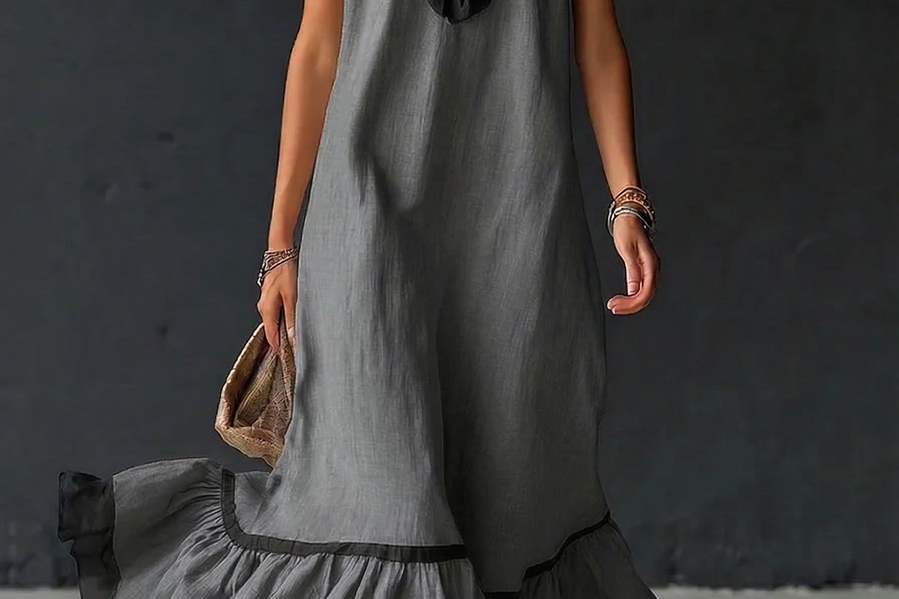 Nathalie | long dress with ruffles