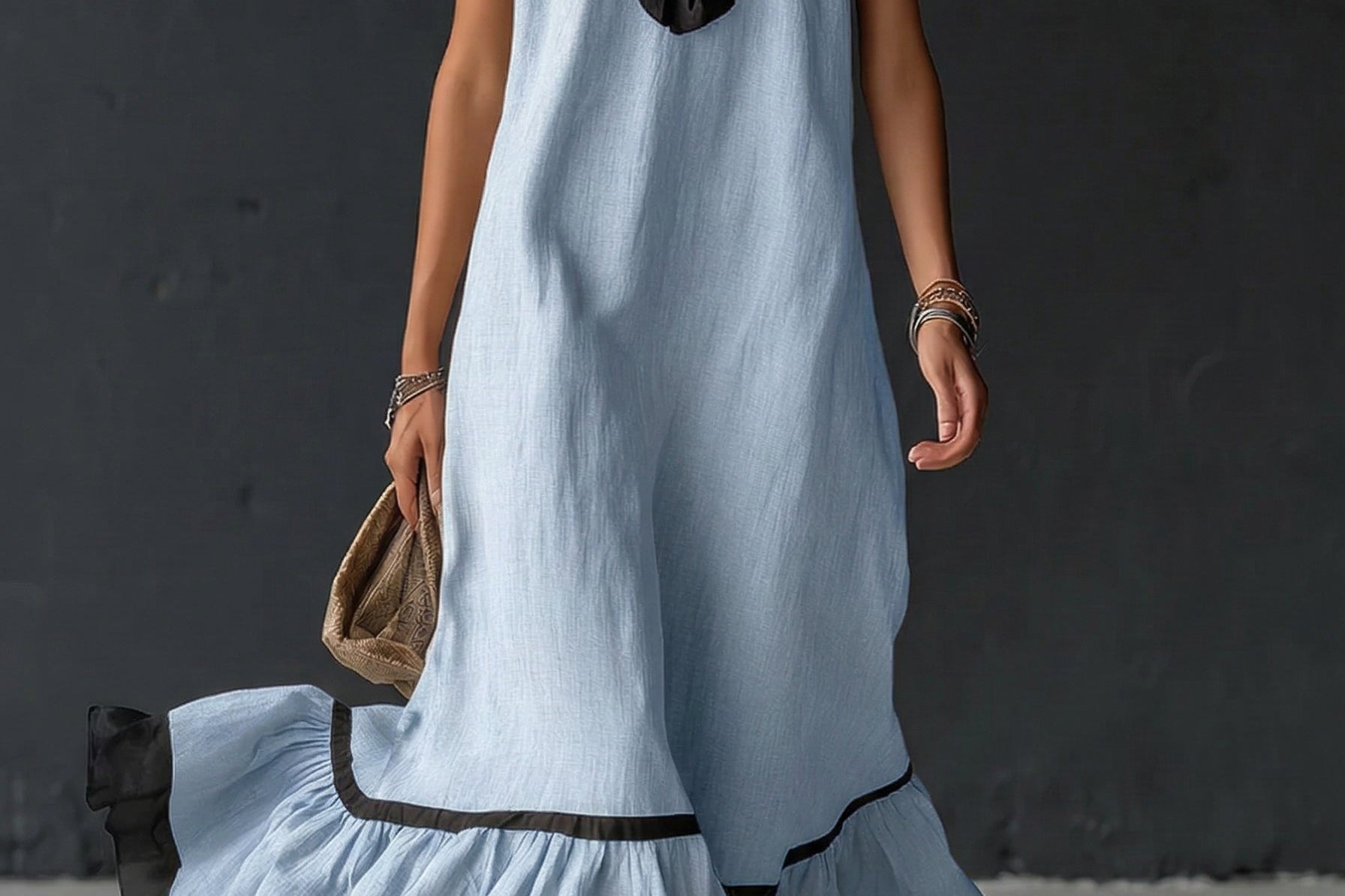 Nathalie | long dress with ruffles