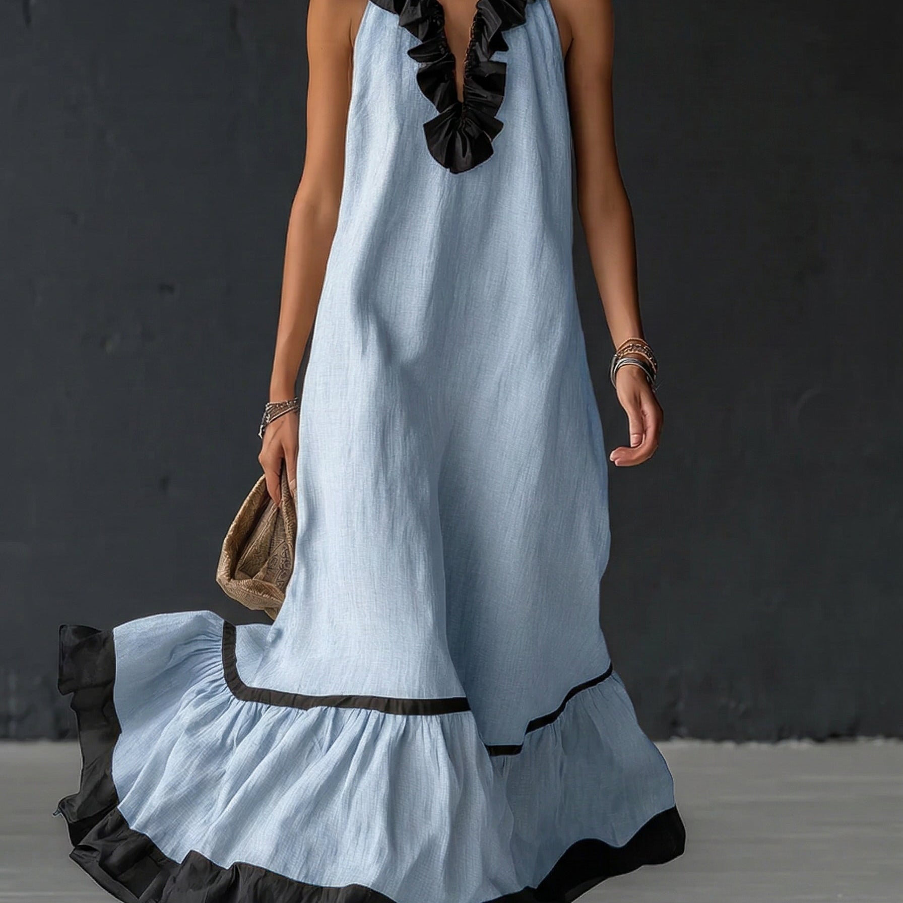 Nathalie | long dress with ruffles