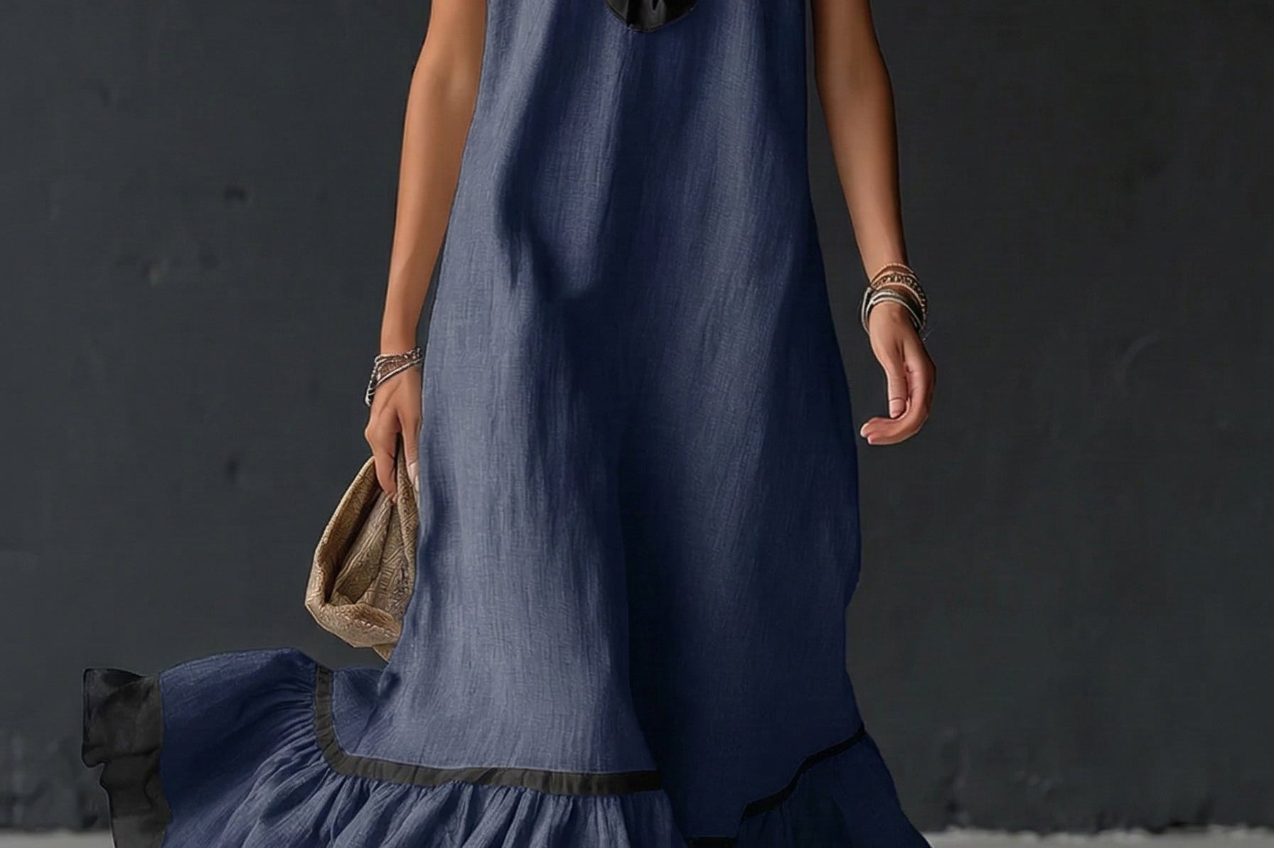 Nathalie | long dress with ruffles