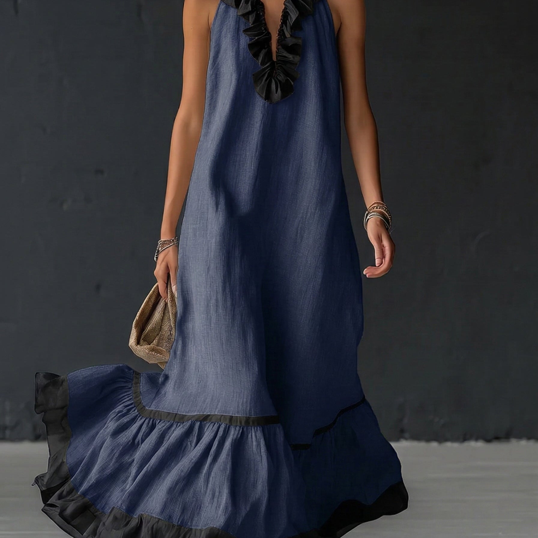 Nathalie | long dress with ruffles