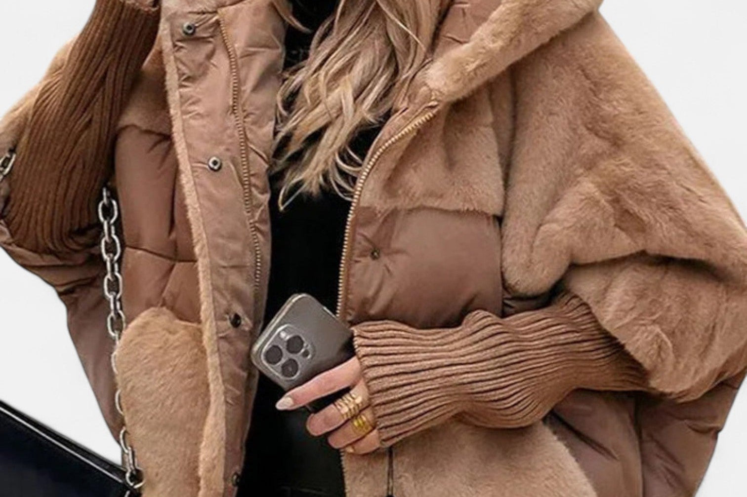 Oversized Hooded Patchwork Puffer Jacket