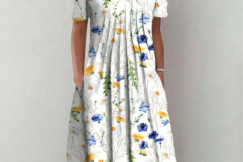 Nicola - Elegant Cotton Floral Dress
